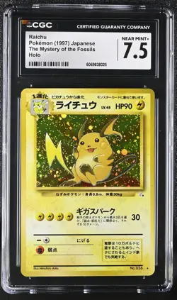 CGC 7.5 Raichu 1997 The Mystery of the Fossils Holo Graded Pokemon Card - Image 1
