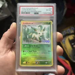 2008 Pokemon D & P Leafeon-Reverse Foil MD-BK Collection 2009 PSA 6 EX-MT # 24 - Image 1