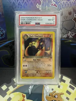 Pokemon Dark Charizard 1st Edition Holo Rare PSA 8 NM-MT Tail SWIRL 🌀🔥 - Image 1