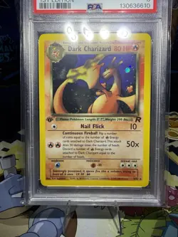 Pokemon Dark Charizard 1st Edition Holo Rare PSA 8 NM-MT Tail SWIRL 🌀🔥 - Image 5