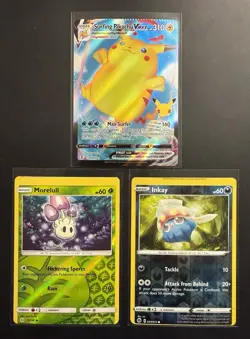 Pokemon CRIMPED Surfing Pikachu Vmax + 2 More Miscut ERROR Reverse Holos - Image 1