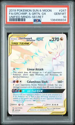 2019 Pokemon Sun Moon Unified Minds Garchomp Giratina GX #247/236 PSA 10 - Image 1