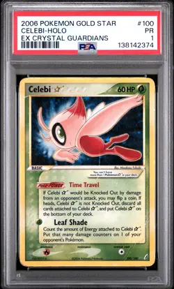 2006 POKEMON EX CRYSTAL GUARDIANS GOLD STAR #100 CELEBI-HOLO PSA 1 - Image 1