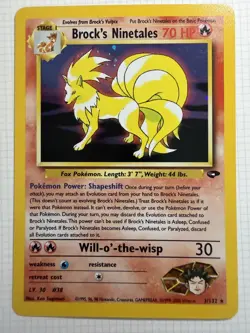 Pokemon TCG Brock's Ninetales 3/132 Gym Challenge Holo Rare Unlimited English LP - Image 2