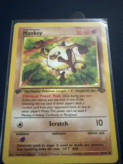 Mankey 55/64 1st Edition Common Jungle Pokemon TCG (Damaged) - Image 1