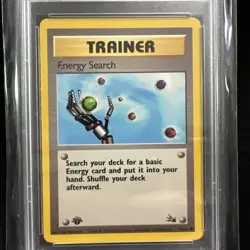 First Edition 1999 Pokemon Fossil 59/62 Energy Search PSA NM-MT 7!! Wow - Image 3