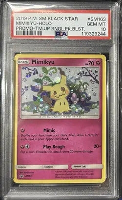 2019 POKEMON SM BLACK STAR PROMO #SM163 MIMIKYU-HOLO PSA 10 - Image 1
