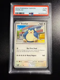 Pokemon (2024) Snorlax 136/167 Sv06: Twilight Masquerade Regular PSA-9 - Image 1