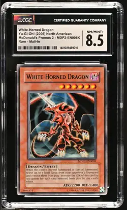 CGC 8.5 Yugioh White-Horned Dragon MDP2-EN006K Redemption Promo - Image 1
