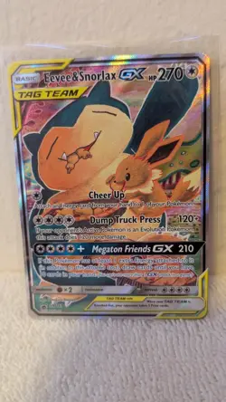 Eevee & Snorlax GX - SM169 - Pokemon Sun & Moon Promo Pokemon Card Near Perfect - Image 1