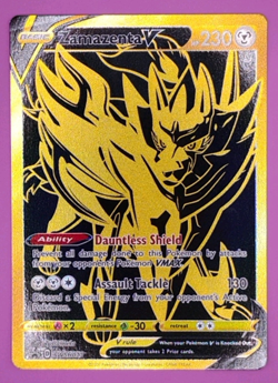 Zamazenta V SWSH077 Sword & Shield Gold Holo Promo Pokemon Card - Image 1