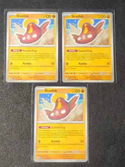 3x Stunfisk 112/197 Pokemon card SV Obsidian Flames uncommon NM - Image 1