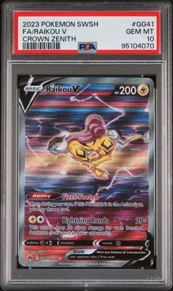 Raikou V Crown Zenith Galarian Gallery Holo Ultra Rare Card GG41/GG70 PSA 10 - Image 3