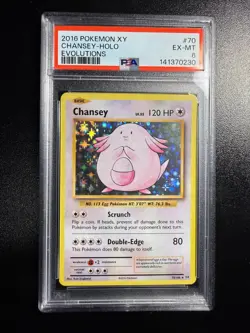 2016 Pokemon Card TCG Chansey Holo Rare 70/108 XY Evoultions LP PSA-6 - Image 1