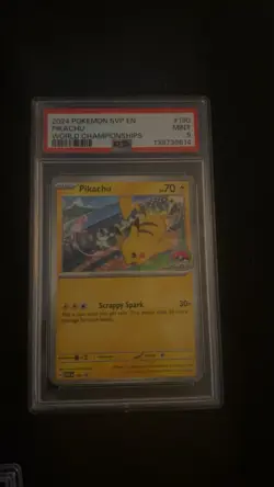 Pokemon Pikachu 2024 World Championship Black Star Promo Card PSA 9 - Image 1