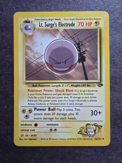 Pokemon TCG Gym Challenge Lt. Surge's Electrode Card WOTC Lp Condition - Image 1