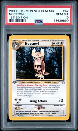 2000 POKEMON NEO GENESIS 1ST ED #42 NOCTOWL PSA 10 - Image 1