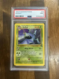 Graded PSA 9 1999 Pokemon Fossil Golbat #34 - Image 1