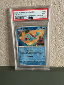 PSA 9 SQUIRTLE POKEMON 151 POKEMON CENTER STAMPED PRE-ORDER PROMO #007 MINT - Image 1