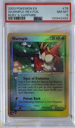 2003 Pokemon EX Ruby Sapphire Wurmple #78/109 Reverse Holo PSA 8 - Image 1