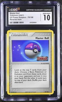 CGC 10 Pokemon Master Ball 78/108 2007 EX Power Keepers Reverse Holo - Image 1