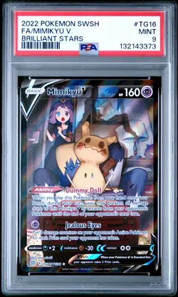 2022 Pokemon Sword & Shield Brilliant Stars #TG16 Fa/Mimikyu V PSA9 - Image 1