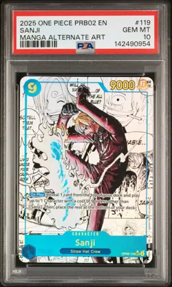 2025 ONE PIECE MANGA ALTERNATE ART PRB02-119 VOL.2 SANJI PSA 10 - Image 1