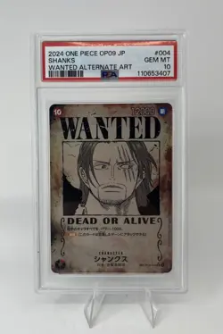 2024 ONE PIECE JPN EMPERORS IN THE NEW WORLD WANTED ALT ART #004 SHANKS PSA 10 - Image 1