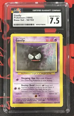 CGC 7.5 NEAR MINT + Gastly 50/102 Base Set 1999 Pokemon Card TCG ✨ Vintage ✨ - Image 1