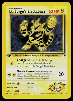 Pokemon Card - Lt. Surge's Electabuzz Gym Heroes 27/132 Rare 1st Edition - Image 1