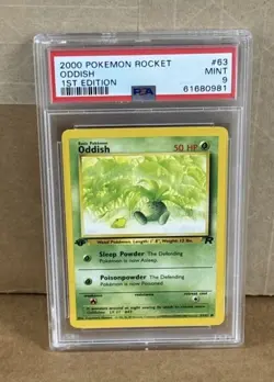 2000 Pokemon Card Team Rocket 1st FIRST EDITION Oddish 63 / 82 PSA 9 MINT - Image 1