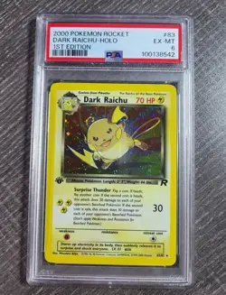 PSA 6 1st edition Dark Raichu Team Rocket 83/82 Pokemon Card SWIRL - Image 1