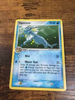 Pokemon TCG Vaporeon 6/17 Pop Series Promos, Holo Rare Card - Image 1