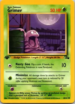Grimer 48/62 Fossil 1st Edition LP Pokemon Card TCG - Image 1