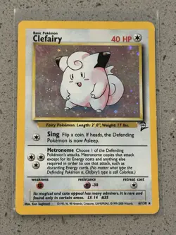 Clefairy Pokemon Card Base Set 2 6/130 Holo Unlimited Holo Rare Played - Image 1