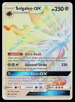Pokemon Card - Solgaleo GX Sun & Moon Base Set 155/149 Secret Rare - Image 1