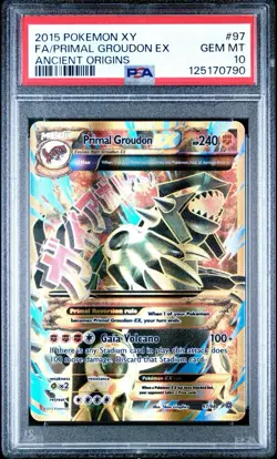 2015 POKEMON XY ANCIENT ORIGINS #97/98 PRIMAL GROUDON EX FULL ART PSA 10 - Image 1