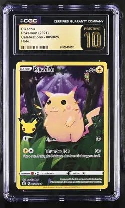 CGC 10 PRISTINE Pikachu 2021 Celebrations 005/025 Holo Pokemon Card LOW POP - Image 1