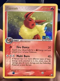 Pokemon TCG Flareon Reverse Holo Unseen Forces 5/115 LP/MP - Image 2