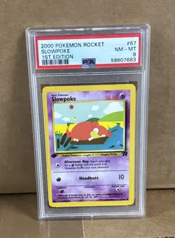 1999 Pokemon Fossil 1st Edition Slowpoke 55/62 PSA 8 NM-MT - Image 1
