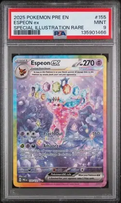 PSA 9 - 2025 POKEMON PRE EN-PRISMATIC EVOLUTIONS #155 ESPEON EX SIR - Image 1