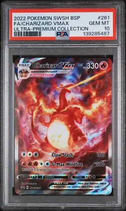 2022 POKEMON SWSH BLACK STAR PROMO #261 FULL ART/CHARIZARD VMAX PSA 10 - Image 1