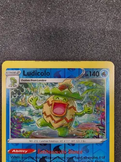 Pokemon Ludicolo Reverse Holo Rare 034/203 Evolving Skies Error Miscut Misprint - Image 3