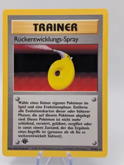 Pokemon GERMAN Base Set 1st Edition Ruckentwicklungs-Spray (Devolution Spray) NM - Image 1