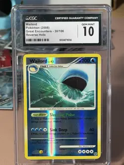 Wailord 30/106 Great Encounters Reverse Holo Pokemon 2008 CGC 10 PSA (U) - Image 1