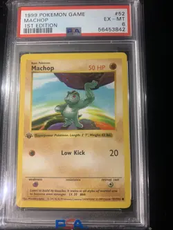 WOTC- 1999 Pokemon Game- 1st Edition Shadowless Machop #52/102- PSA 6 - Image 1