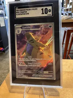 2023 Pokemon Tyranitar 222/193 Paldea Evolved Illustration Rare SGC 10 - Image 1