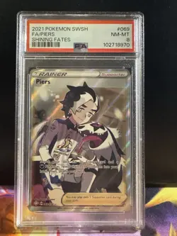 2021 Pokemon Piers (Full Art) 069/072 Shining Fates Holo Ultra rare! PSA 8 - Image 1