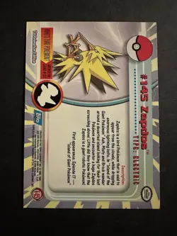 Pokemon Topps Series 3 Blue Logo #145 Zapdos - Image 2