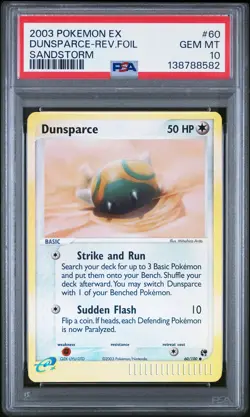 2003 POKEMON EX SANDSTORM #60 DUNSPARCE-REVERSE FOIL PSA 10 - Image 1